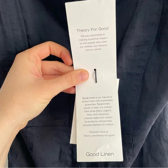 NWT Theory Kayleigh Button Front Mini Dress Navy Blue Sleeveless Linen Blend 0 - Picture 11 of 15